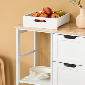 Carrello Cucina Credenza da Cucina o Bagno con 3 cassetti e 1 Cestino L68*P38*A85 cm colore bianco FKW79-W