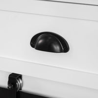 Credenza cucina vetrina Shabby Isola cucina con ruote Piano in acciaio inossidabile con portabottiglie e 2 armadietti L116*P46*A95 cm bianco FKW94-W