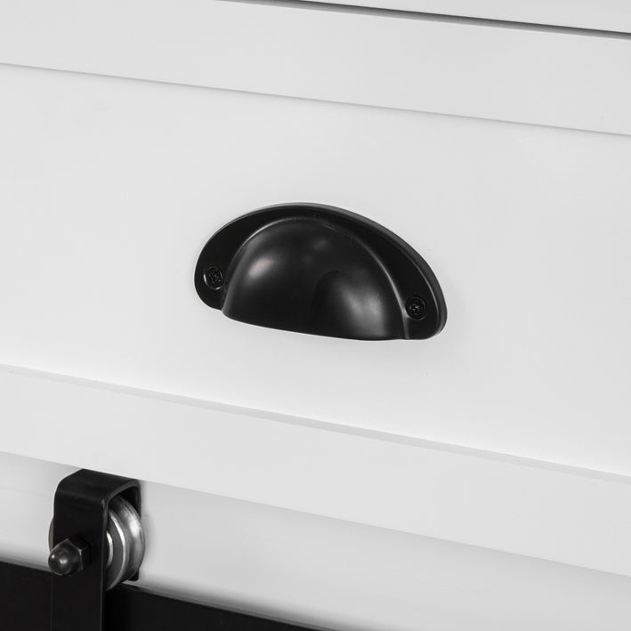 Credenza cucina vetrina Shabby Isola cucina con ruote Piano in acciaio inossidabile con portabottiglie e 2 armadietti L116*P46*A95 cm bianco FKW94-W