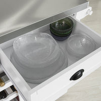 Credenza cucina vetrina Shabby Isola cucina con ruote Piano in acciaio inossidabile con portabottiglie e 2 armadietti L116*P46*A95 cm bianco FKW94-W