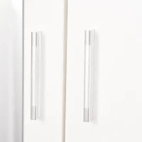 Armadio Moderno Guardaroba 2 Ante con Specchio e 3 Cassetti, Mensole Regolabili e Barra Appendiabiti, 80x50x180cm, Bianco