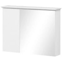 Armadietto con Specchio e Ripiani Regolabili su 3 Livelli, in Vetro e Legno, 65x15x49 cm, Bianco