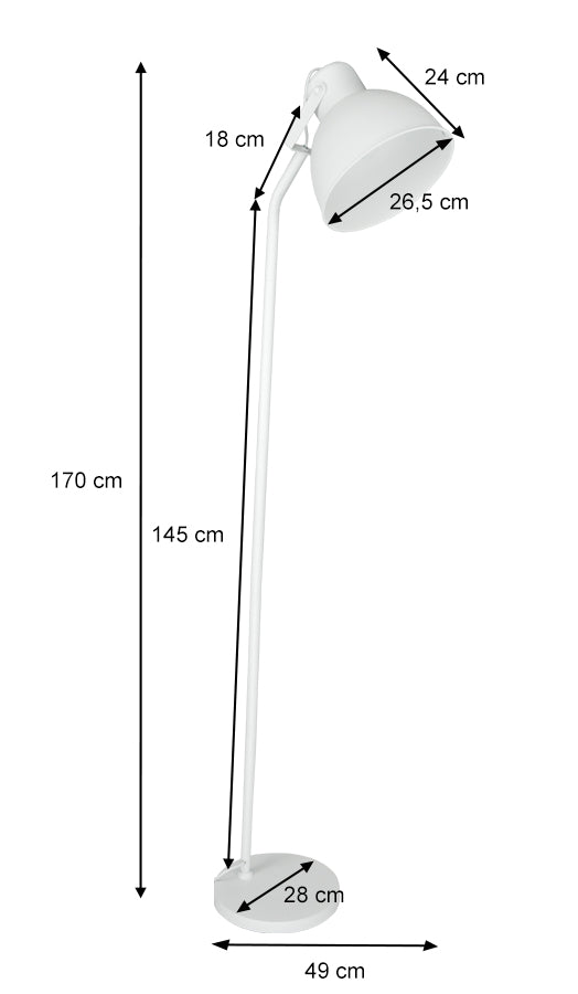Lampada da terra in metallo bianco, piantana mod. Manhattan FL08MAME