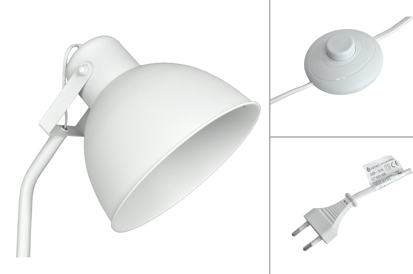 Lampada da terra in metallo bianco, piantana mod. Manhattan FL08MAME