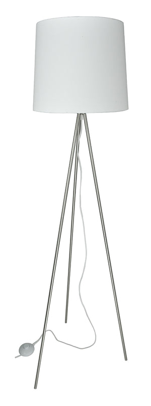 Lampada da terra con treppiede in metallo argentato, piantana mod. Michelle FL24MIPM
