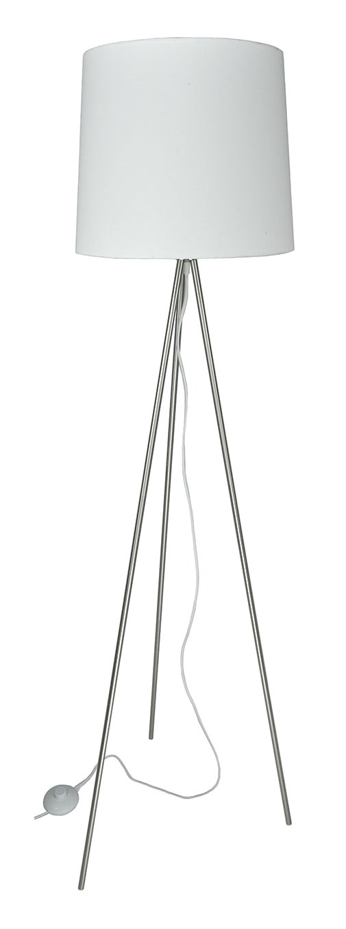 Lampada da terra con treppiede in metallo argentato, piantana mod. Michelle FL24MIPM