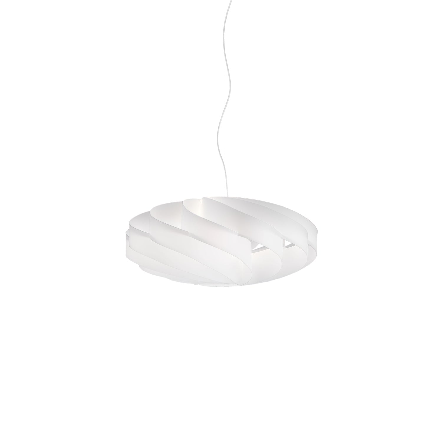 Sospensione Moderna Flat Polilux ® Bianco E Metallo Cromo 1 Luce E27 D50Cm
