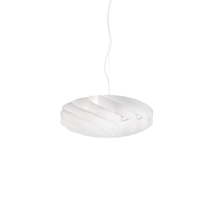 Sospensione Moderna Flat Polilux ® Bianco E Metallo Cromo 1 Luce E27 D60Cm