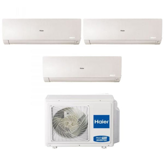 Climatizzatore Condizionatore Haier Trial Split Inverter serie FLEXIS PLUS WHITE 7+9+12 con 3U70S2SR3FA R-32 Wi-Fi Integrato Colore Bianco 7000+9000+12000