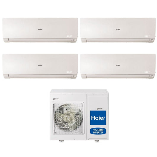 Climatizzatore Condizionatore Haier Quadri Split Inverter serie FLEXIS PLUS WHITE 9+9+9+9 con 4U85S2SR3FA R-32 Wi-Fi Integrato Colore Bianco 9000+9000+9000+9000