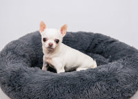 Cuccia Cane Gatto Cuscino Peloso Morbido Peluches Caldo Rotondo Ciambella Animali Fluffy - Grande - Grigio Scuro