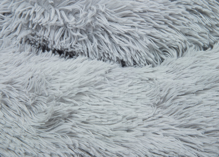 Cuccia Cane Gatto Cuscino Peloso Morbido Peluches Caldo Rotondo Ciambella Animali Fluffy - Piccola - Grigio Chiaro