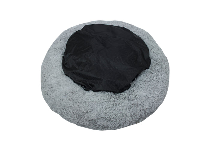 Cuccia Cane Gatto Cuscino Peloso Morbido Peluches Caldo Rotondo Ciambella Animali Fluffy - Grande - Grigio Chiaro