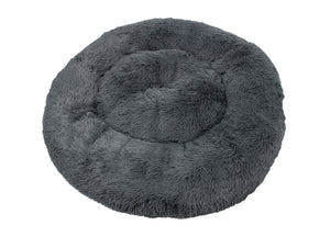 Cuccia Cane Gatto Cuscino Peloso Morbido Peluches Caldo Rotondo Ciambella Animali Fluffy - Grande - Grigio Scuro