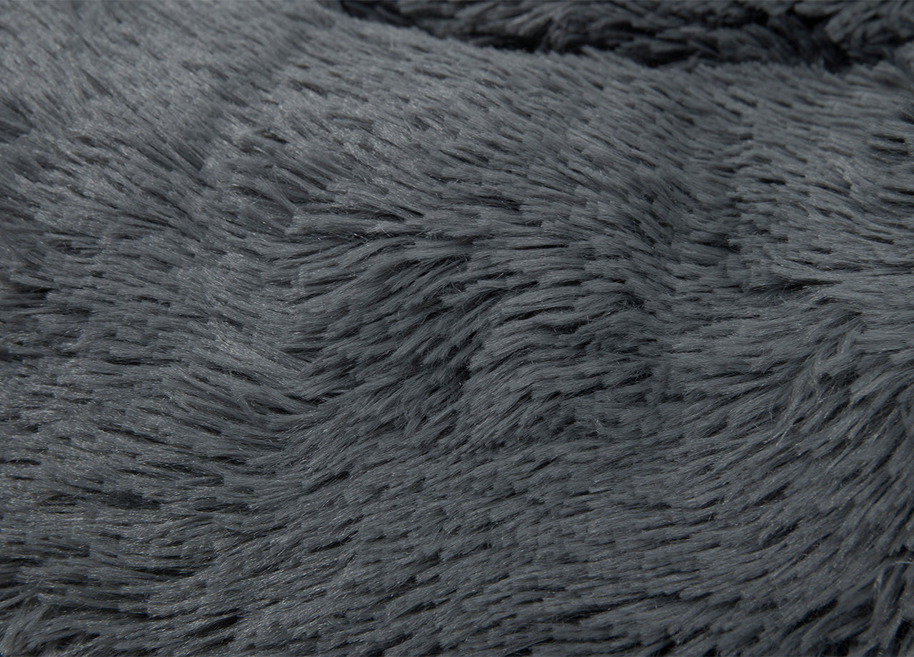 Cuccia Cane Gatto Cuscino Peloso Morbido Peluches Caldo Rotondo Ciambella Animali Fluffy - Grande - Grigio Scuro