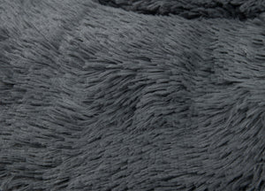 Cuccia Cane Gatto Cuscino Peloso Morbido Peluches Caldo Rotondo Ciambella Animali Fluffy - Grande - Grigio Scuro