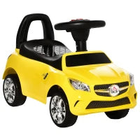 Macchinina per Bambini Cavalcabile con Volante, Fari e Musiche Integrate, Macchina per Bambini in PP e Metallo, 63.5x28x36 cm, Giallo