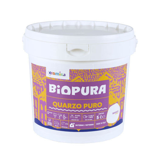 Pittura murale quarzo puro interni esterni finitura opaca linea biopura cromika *** formato 5 lt, confezione 1