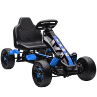 Kart Pedali per Bambini di +3 Anni con Frizione Automatica Freno Ruote Antiscivolo in EVA e Telaio Metallico Blu