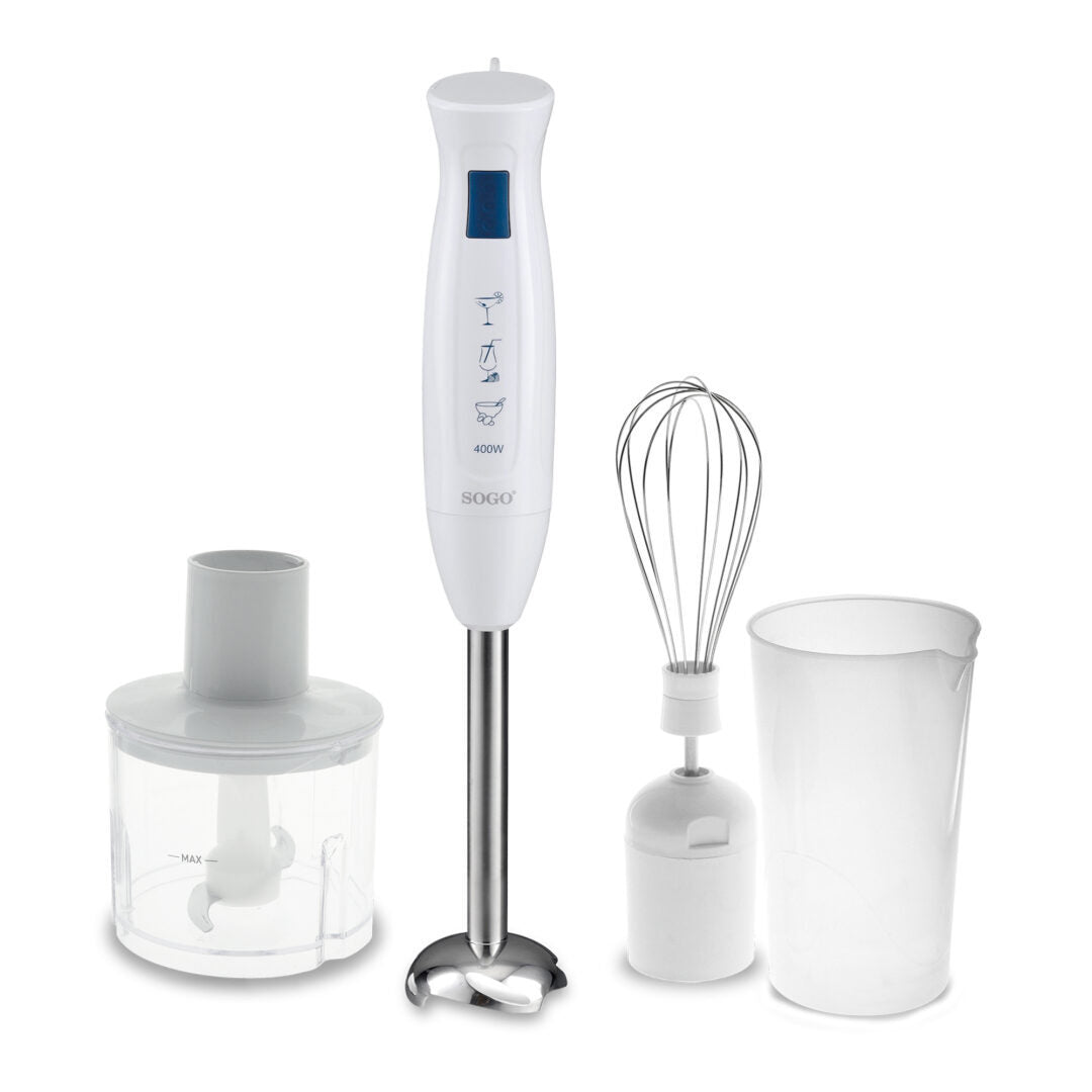 FRULLATORE A IMMERSIONE
CON TRITACARNE ASTA E
TAZZA DI MISURA