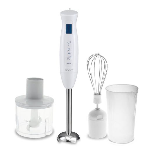 FRULLATORE A IMMERSIONE
CON TRITACARNE ASTA E
TAZZA DI MISURA