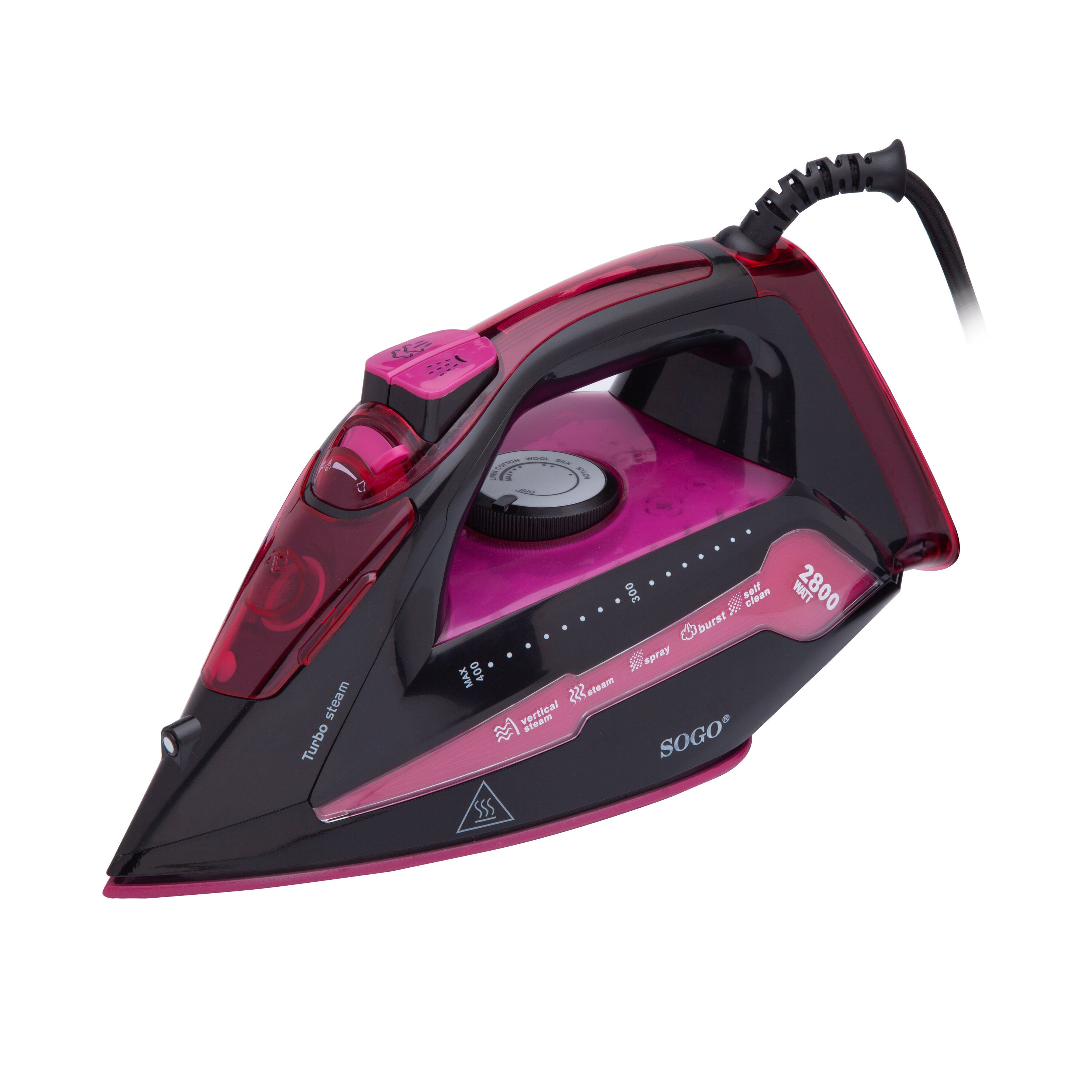 Ferro Da Stiro A Vapore Professionale in Ceramica 0,30L  2800W  Nero/Porpora