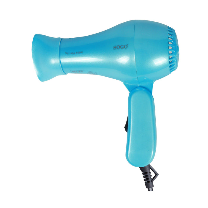 Asciugacapelli Pieghevole con Concentratore  800W  Blu