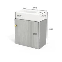 Mobile da bagno con lavabo e mobiletto sottolavabosospeso e con spazio contenitore, 46x26x56 cm, Grigio e Bianco