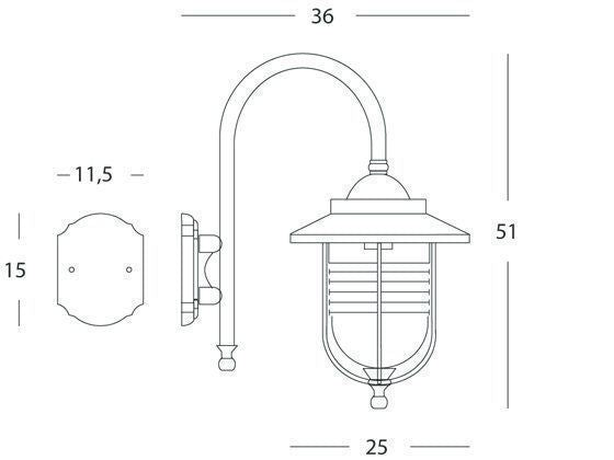 Applique grande modello porto color ruggine cm 51
