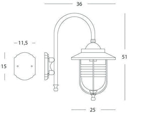 Applique grande modello porto color ruggine cm 51