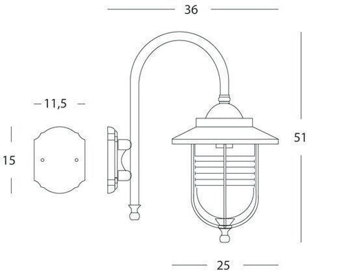 Applique grande modello porto color ruggine cm 51