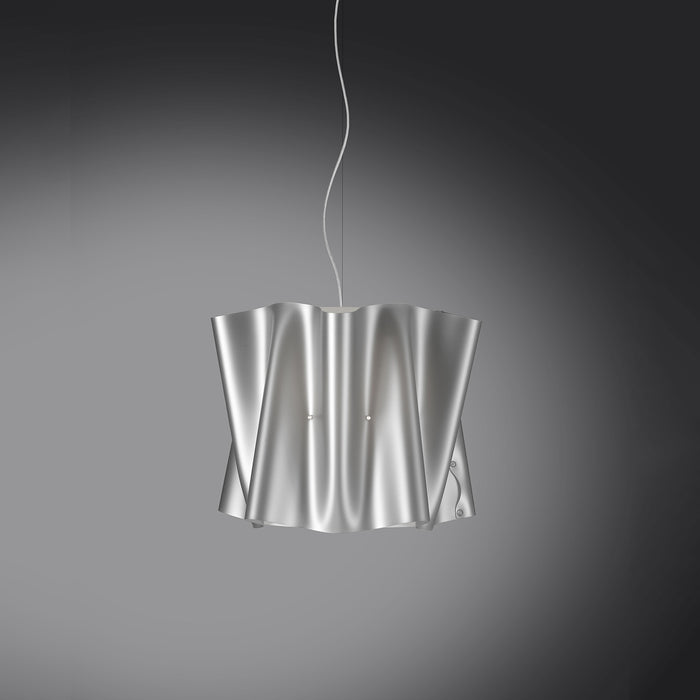 Sospensione Moderna Folio Polilux ® Argento E Metallo Cromo 1 Luce E27 D40Cm