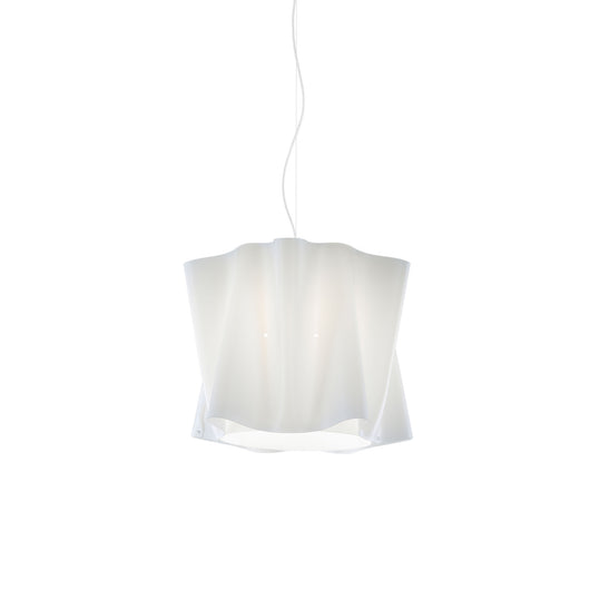 Sospensione Moderna Folio Polilux ® Bianco E Metallo Cromo 1 Luce E27 D40Cm