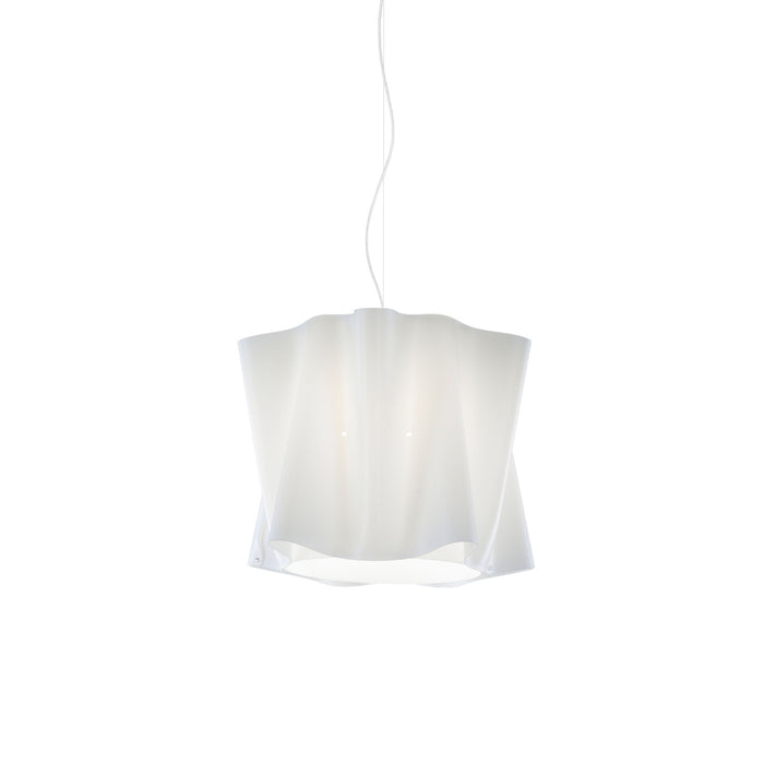 Sospensione Moderna Folio Polilux ® Bianco E Metallo Cromo 1 Luce E27 D40Cm