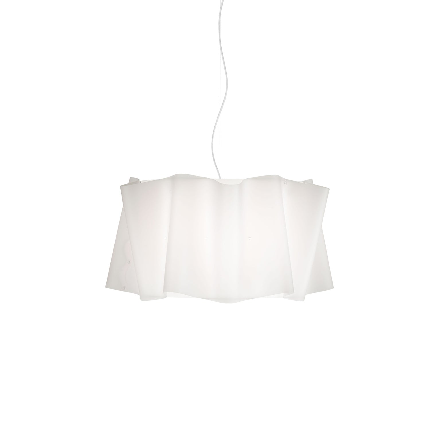 Sospensione Moderna Folio Polilux ® Bianco E Metallo Cromo 1 Luce E27 D60Cm