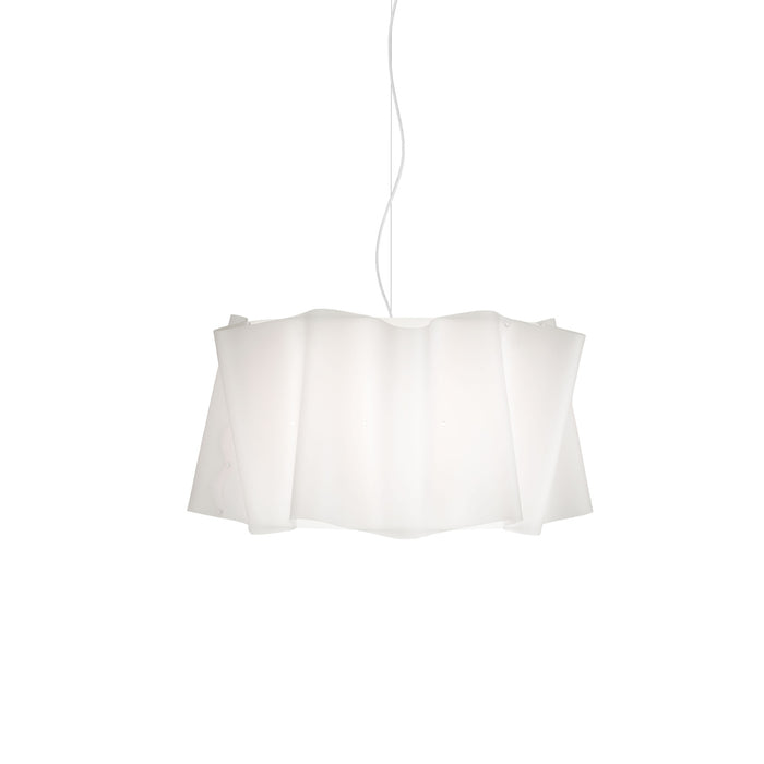 Sospensione Moderna Folio Polilux ® Bianco E Metallo Cromo 1 Luce E27 D60Cm