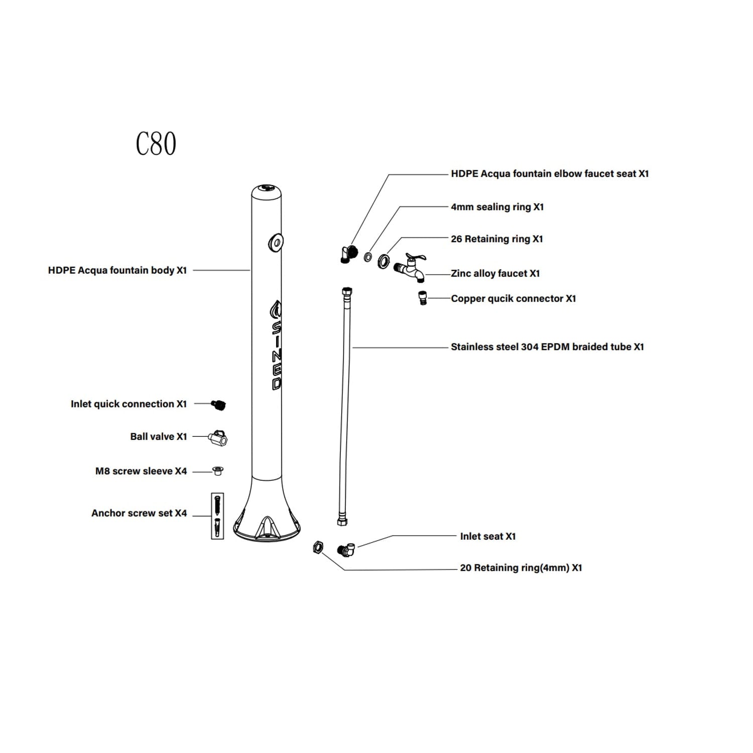 Sined Acqua Fontana Da Giardino In Polietilene Ideale Per Innaffiare Il Giardino Bianca