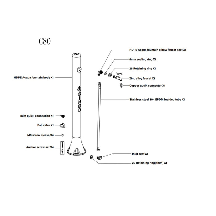Sined Acqua Fontana Da Giardino In Polietilene Ideale Per Innaffiare Il Giardino Bianca