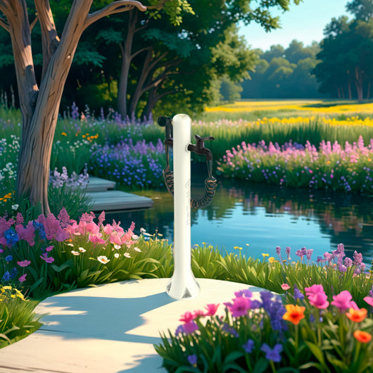 Sined Acqua Pro Fontanella Da Giardino In Polietilene Con Pistola a Spruzzo Bianca