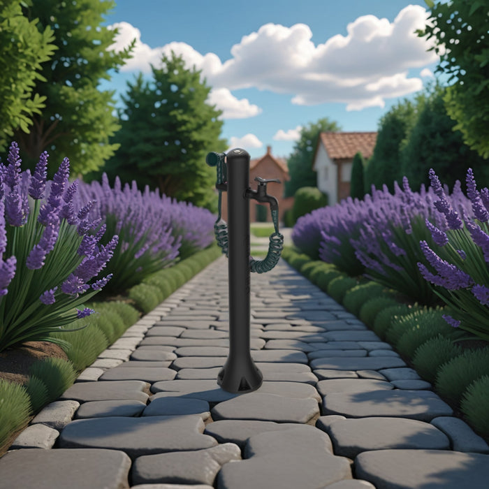 Sined Acqua Pro Fontanella Da Giardino Con Attacco Laterale Acqua Realizzata In Polietilene Nera