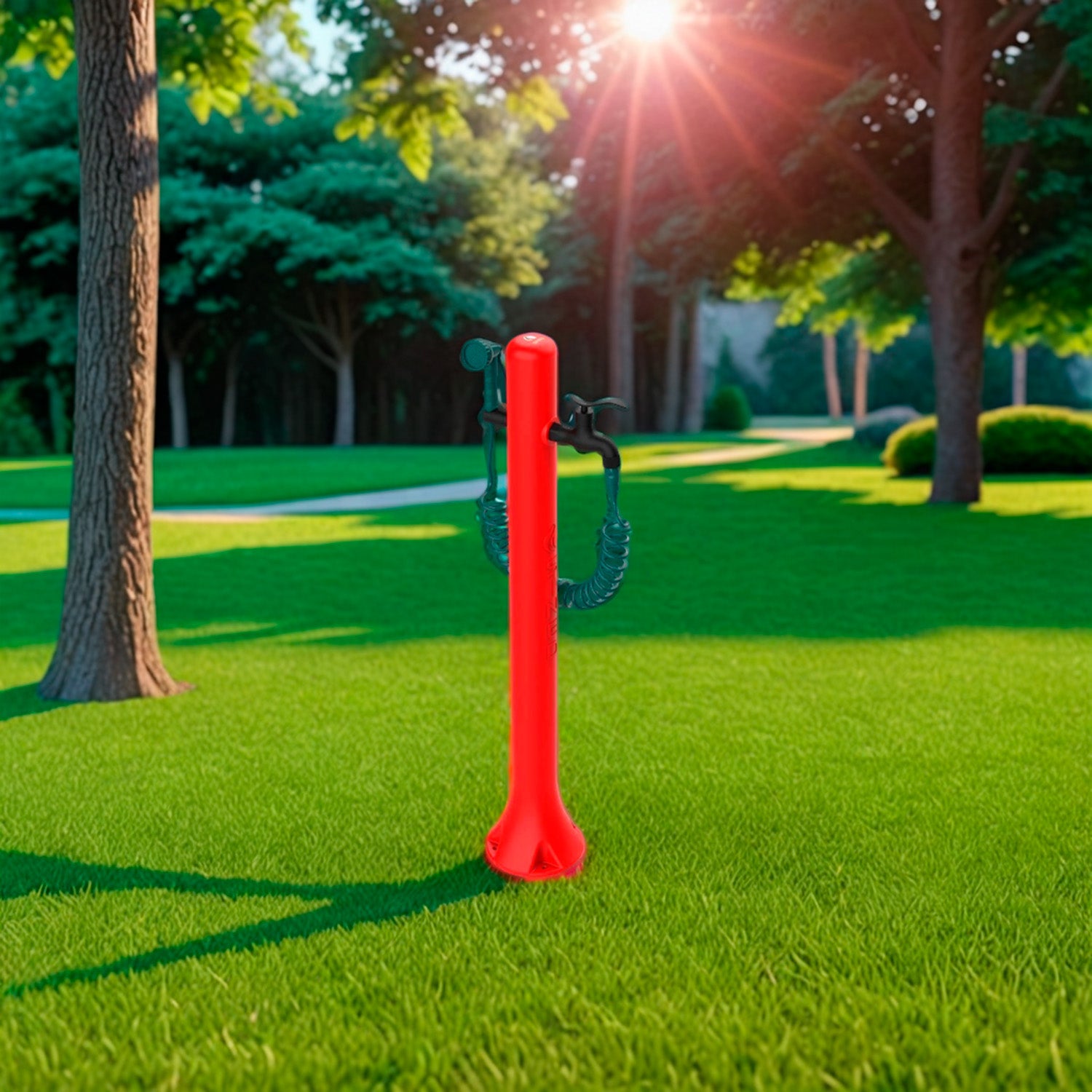 Sined Acqua Pro Fontanella Da Giardino In Polietilene Con Tubo Flessibile e Pistola Rossa