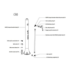 Sined Acqua Fontanella Da Giardino Con Attacco Laterale Acqua In Polietilene Rossa