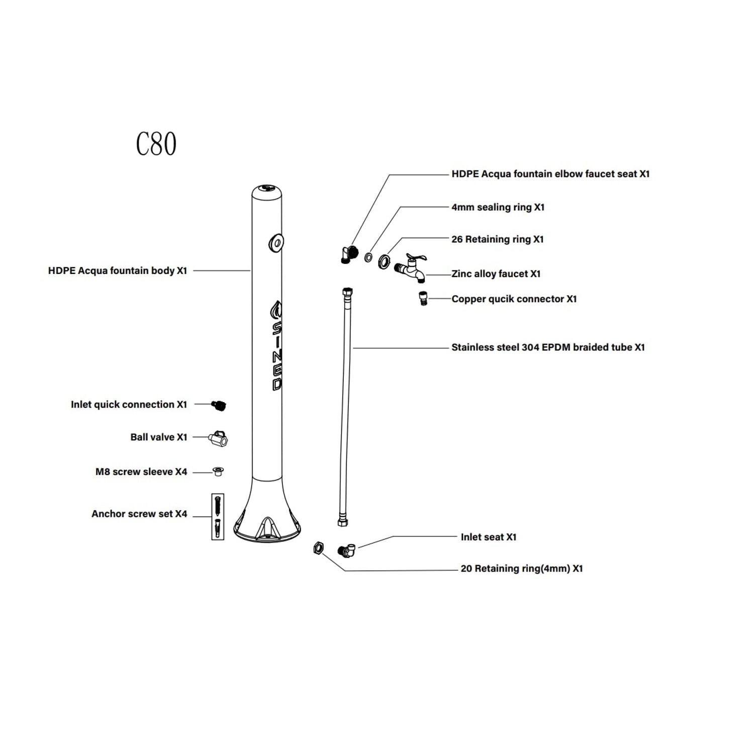 Sined Acqua Fontanella In Polietilene Con Attacco Laterale Ideale Per Innaffiare Verde