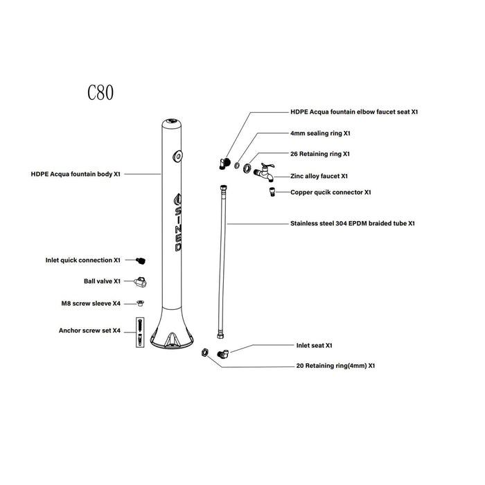 Sined Acqua Fontanella In Polietilene Con Attacco Laterale Ideale Per Innaffiare Verde
