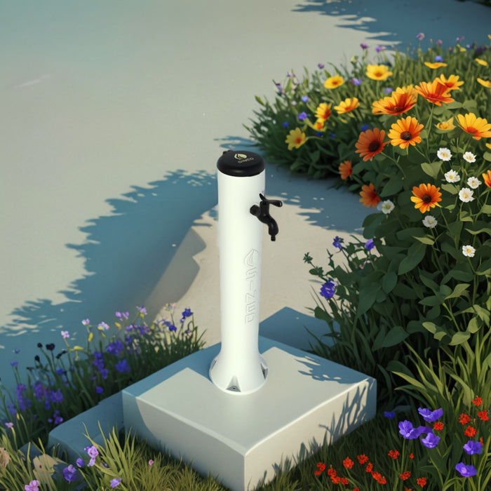 Sined Tritone Fontanella Da Giardino In Hdpe Predisposizione Per Attacchi Rapidi Bianco Altezza 100 Cm Realizzata In Hdpe