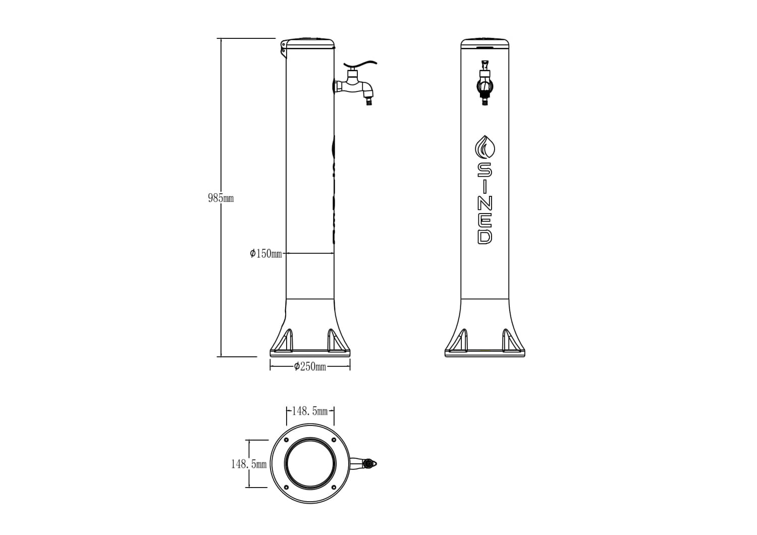 Sined Tritone Fontanella Da Giardino In Hdpe Con Predisposizione Per Attacchi Rapidi Rossa