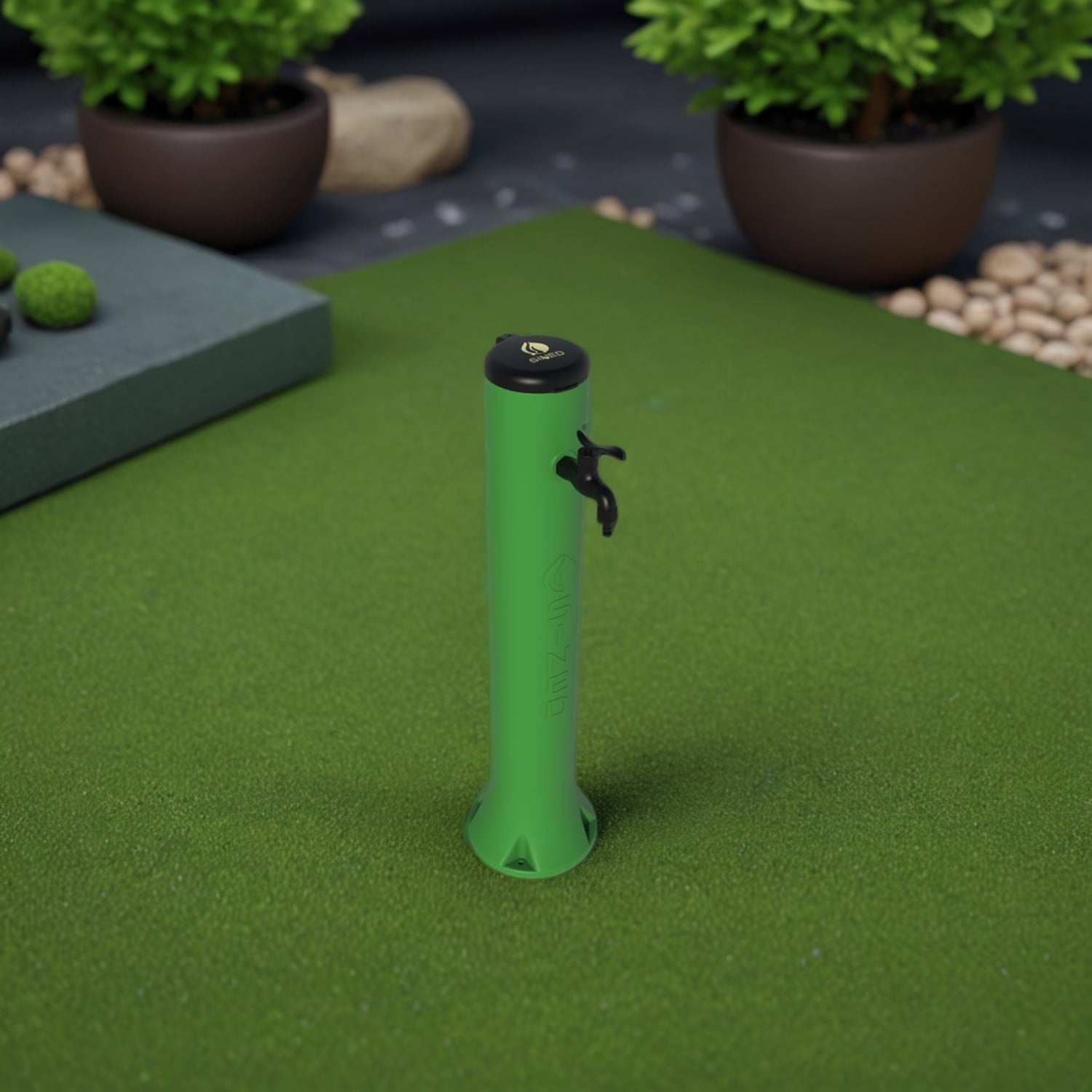 Sined Tritone Fontanella Da Giardino In Hdpe Con Gancio Portagomma h 100 Cm Verde