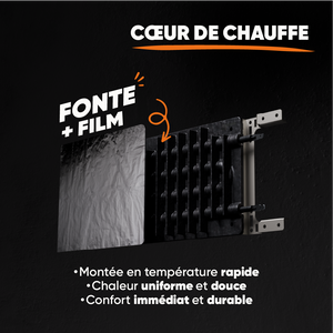 Radiatore elettrico fisso ad inerzia secca ghisa+pellicola 2000W NEMESIS orizzontale bianco