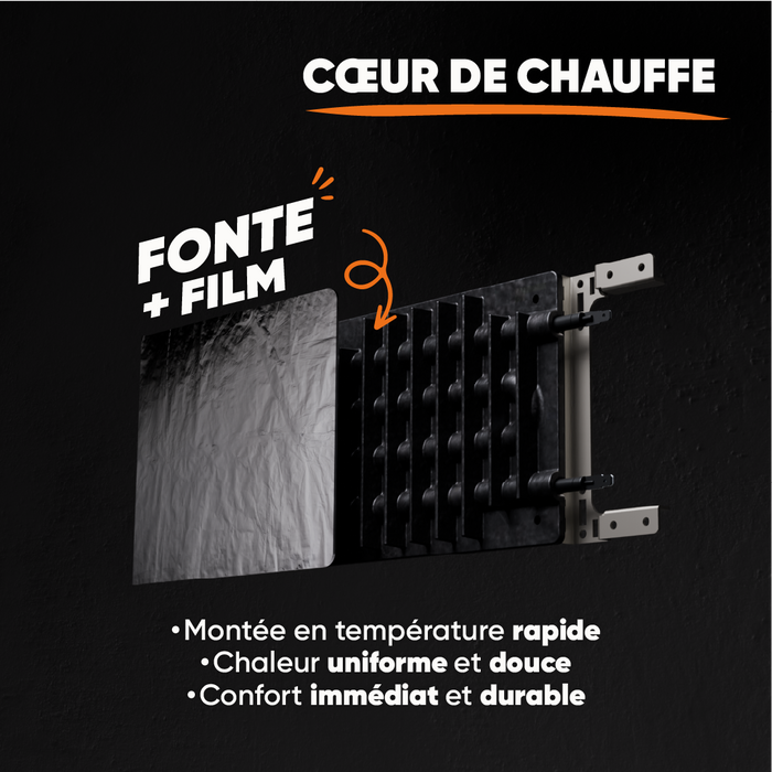 Radiatore elettrico fisso ad inerzia secca ghisa+pellicola 2000W NEMESIS orizzontale bianco