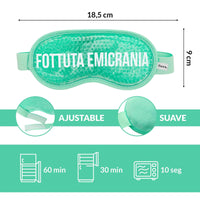 Maschera gel verde menta scritta "Fottuta Emicrania".